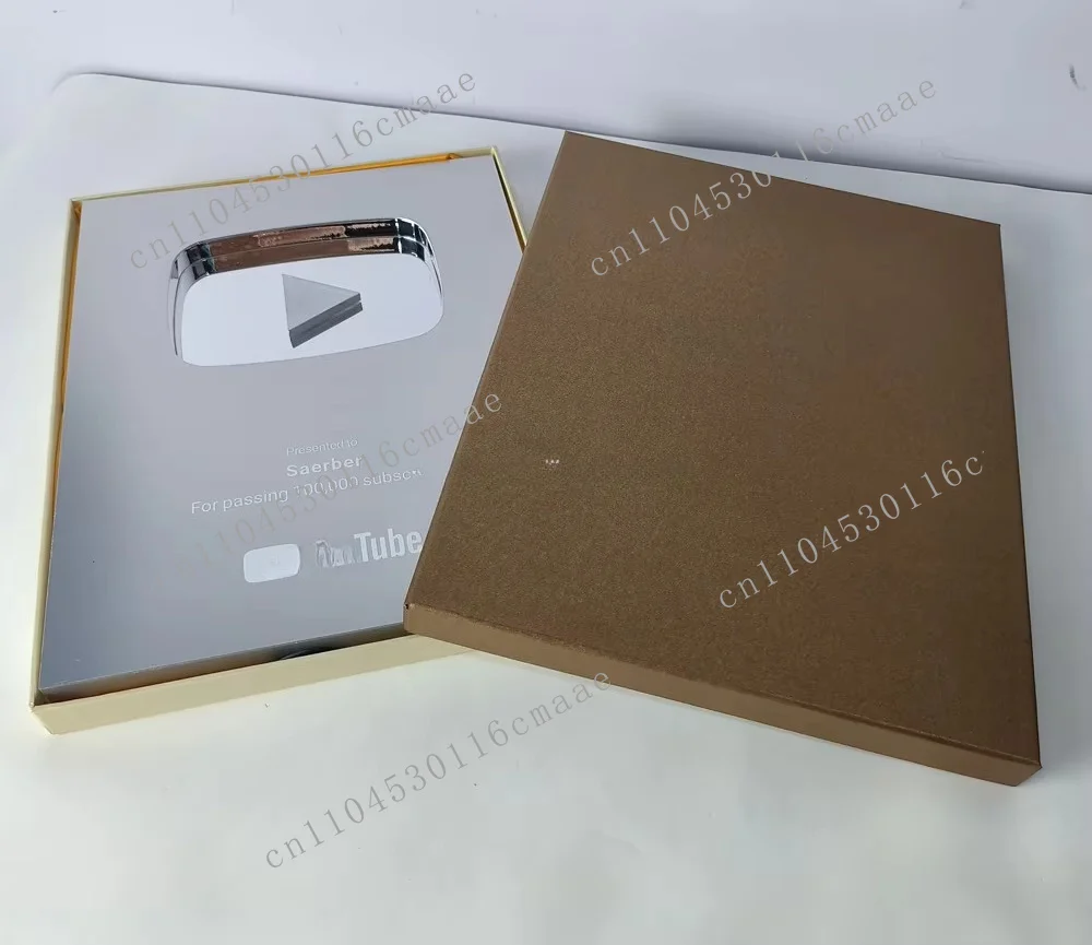2026 Custom Gold 100K YouTube Play Button Award Aluminum Personalized Creator Plaque Channel Milestone Trophy