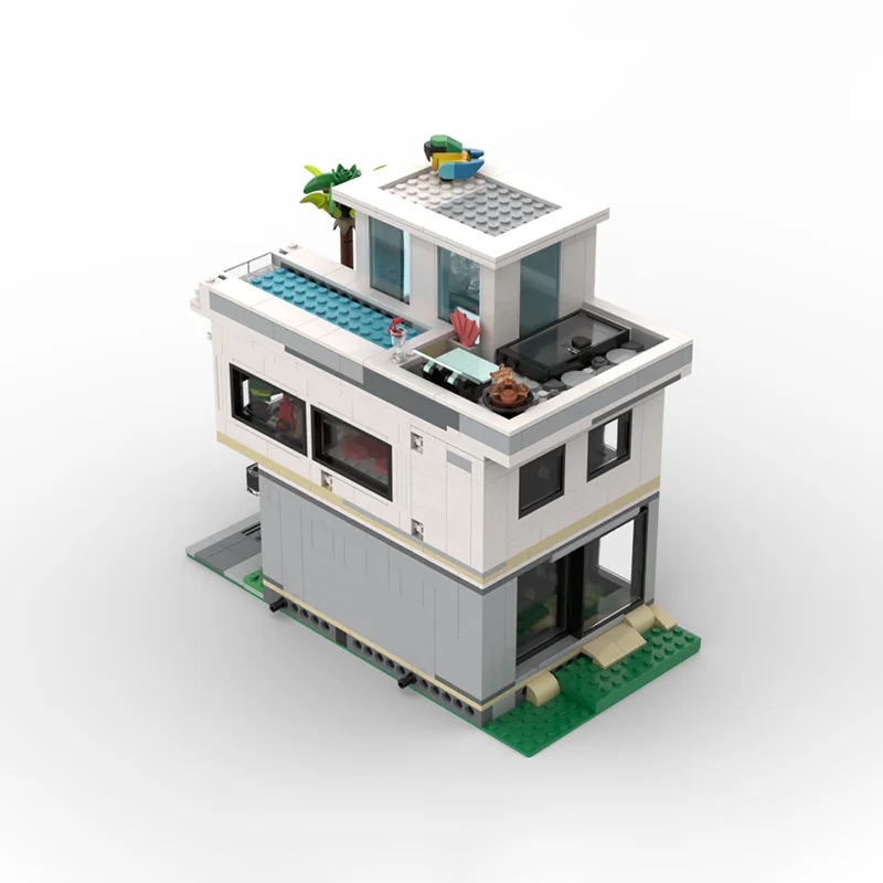 962 Uds. Casa moderna moc, casa de construcción Modular, modelo educativo creativo de calle, bloques de construcción, juguetes Diy, regalo para niños