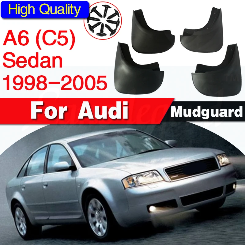 1SET MUD FLAP FIT FOR 1998~2005 AUDI A6 C5 SEDAN MUD FLAPS SPLASH GUARDS MUDGUARDS 2004 2003 2002 01 2000 1999 ACCESSORIES