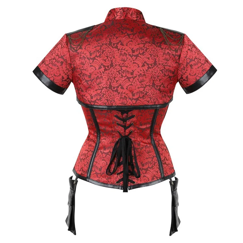 Corsé de cuello alto para mujer, burlesco corpiño gótico de piel sintética, Tops de corpiño francés, Vintage, Sexy, Steampunk