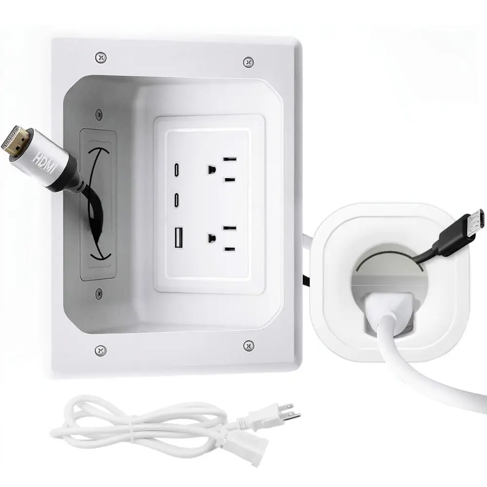 Wall Cable Raceway For Shengbaojini Wire Hider Management Kit With USB Type C Charging Port TV Cord Storage Box