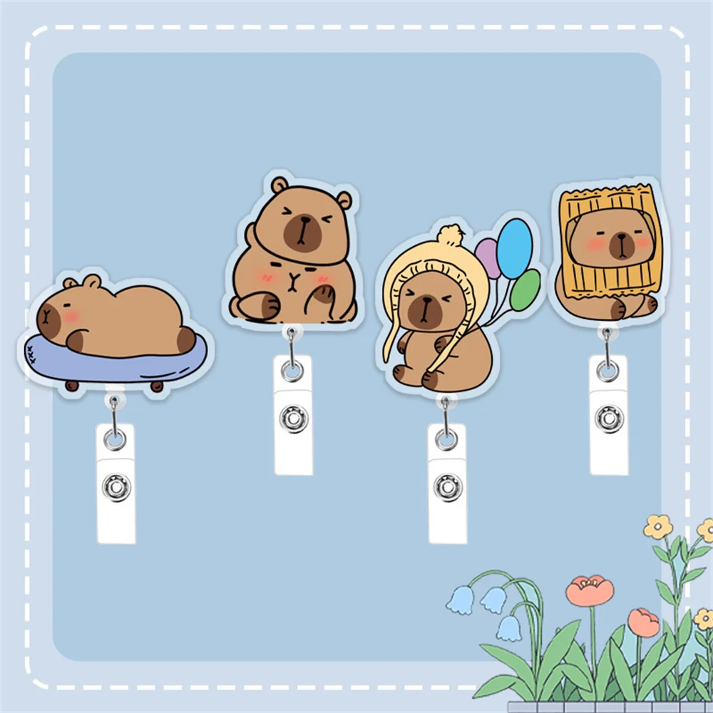 Держатель-для-удостоверений-личности-красочная-акриловая-катушка-для-бейджа-выдвижная-катушка-для-бейджа-выдвижная-катушка-для-бейджа-с-капибарой-для-офиса-здравоохранения