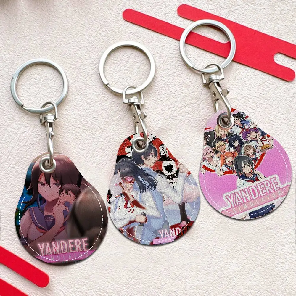 Game Yandere Simulator Door Access Control Keychain Hotel Famliy Access Keys Protective Cover ID Card Tags Keyfob