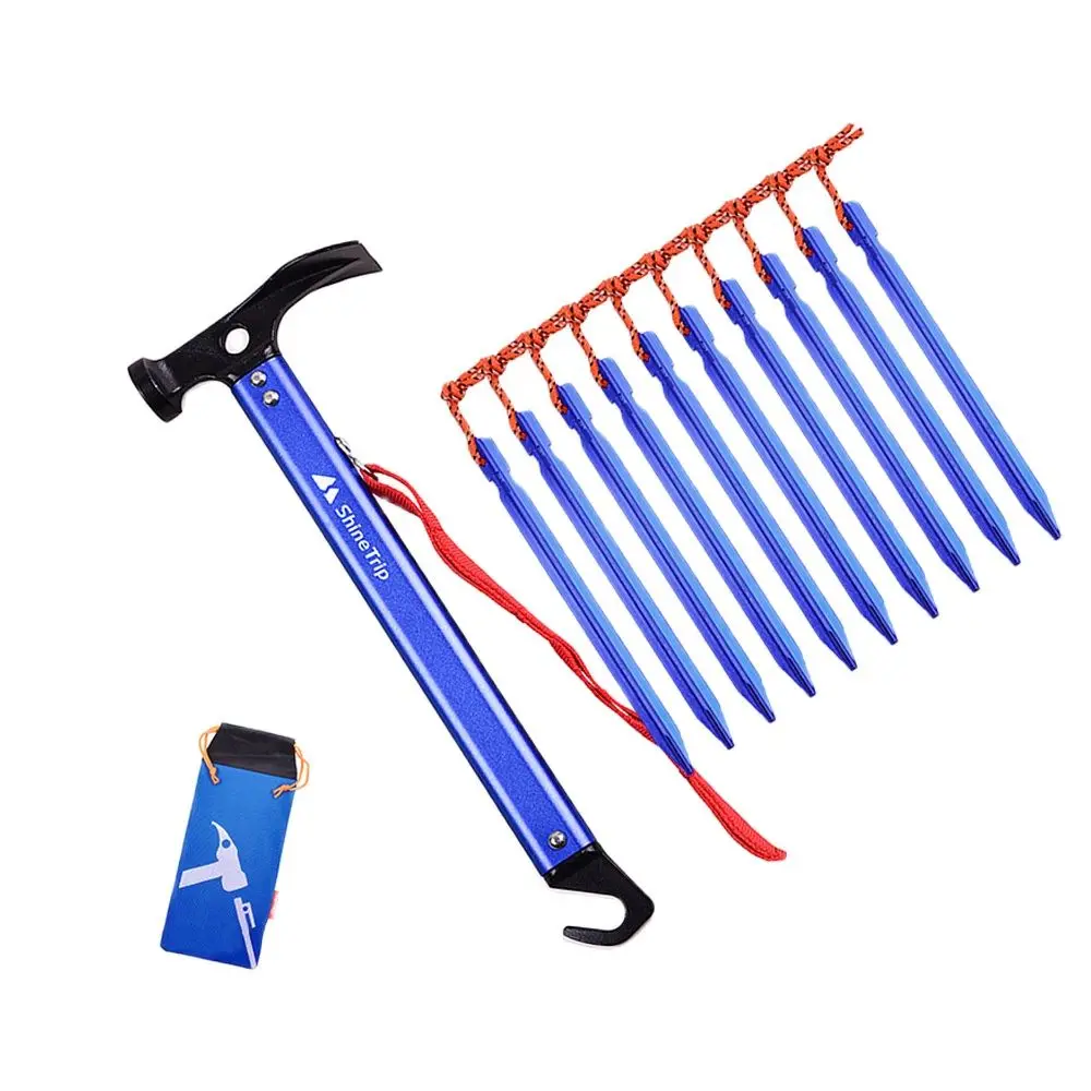 Aluminum Alloy Triple Edge Ground Nail, Outdoor Camping Tent, Aluminum Handle, Mountaineering Hammer, 18cm, 10 Pcs/Pack