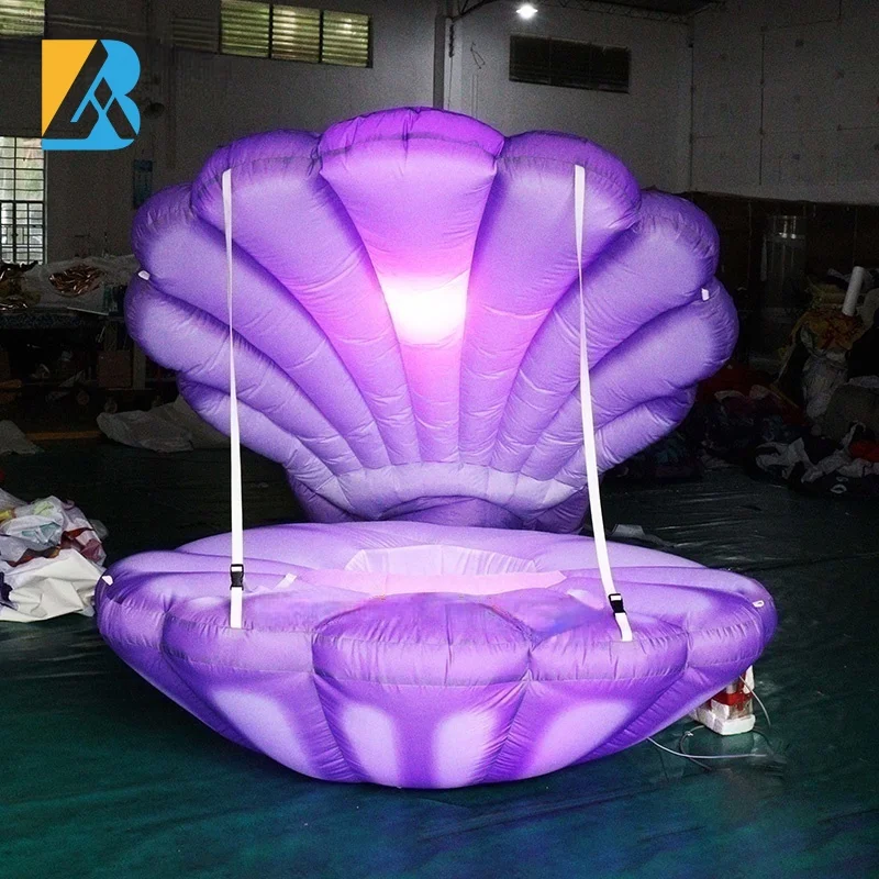 Personalized Tiki Theme Party Purple Giant Inflatable Sea Shells for Events Display Toys