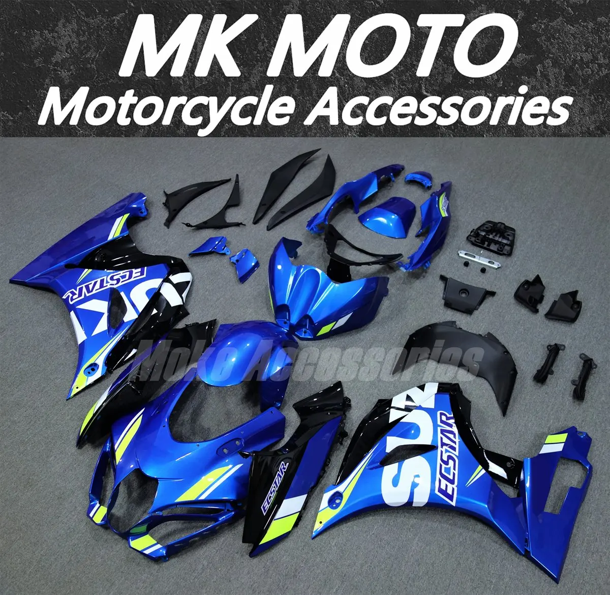 Kit carene moto adatto per Gsxr1000 2017 2018 2019 2020 Set carrozzeria iniezione Abs di alta qualità Nuovo neon blu