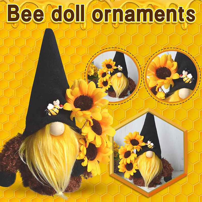 Bee Festival Faceless Doll Dwarf Cute Sunflower Bee goblin Autumn Color Doll Ornament