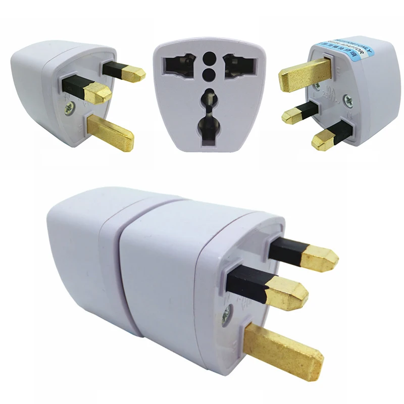 1/2/3PCS Universal 10A 250V Copper EU Korea Germany France Russia To HK UK Power Adapter Fused Plug Singapore Malaysia Converter