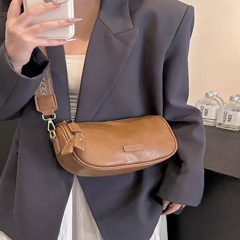 

New Style Leather Waterproof Korean Version Fashion Shoulder Bag Casual Crossbody Multi-Functional Wear-Resistant Storage Bag