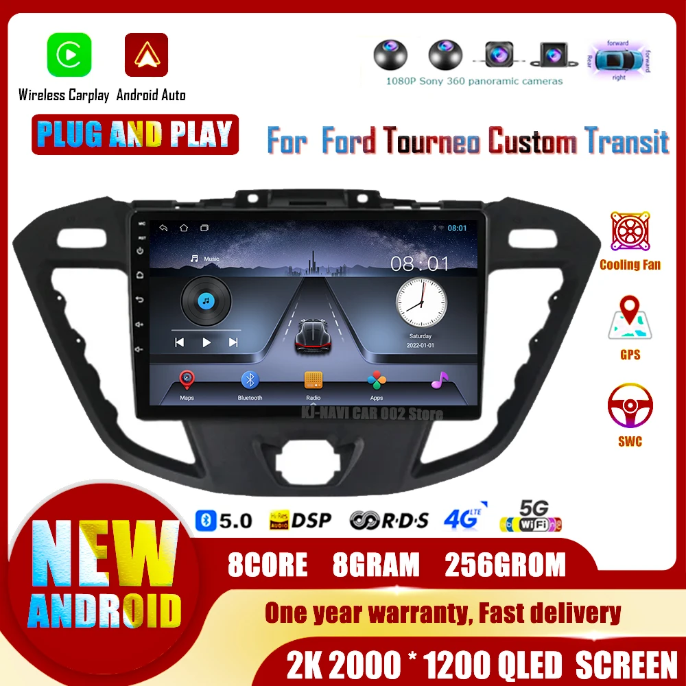 

Carplay Stereo for Ford Transit Tourneo Custom 2013 - 2021 Car Radio Android 14 Multimedia Player QLEDHead Unit GPS Navigation