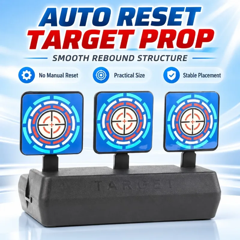 3‑Plate Auto‑Return Practice Hobby Target Set, Durable Plastic Game Prop for Backyard & Tabletop Fun