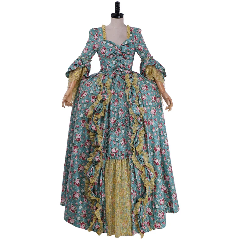 

TV Outlander Jenny Fraser Murray Dress Claire Highland Scotland Costume Medieval Dress Custom Made Medieval Floral Rococo Dress