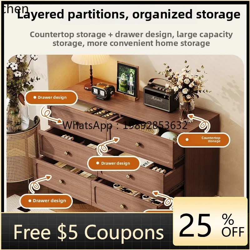 

solid wood chest bedroom bedside locker walnut drawer wall locker