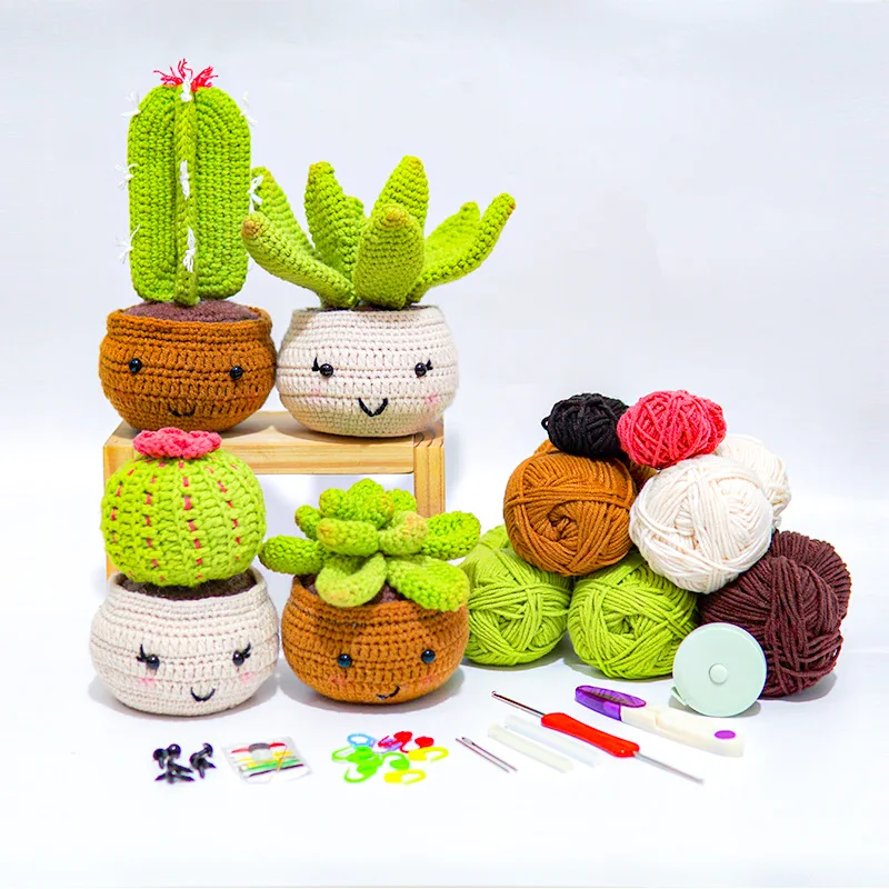 

Beginner handmade DIY crochet crochet material package wool flower large potted plant pendulum fruit succulent set