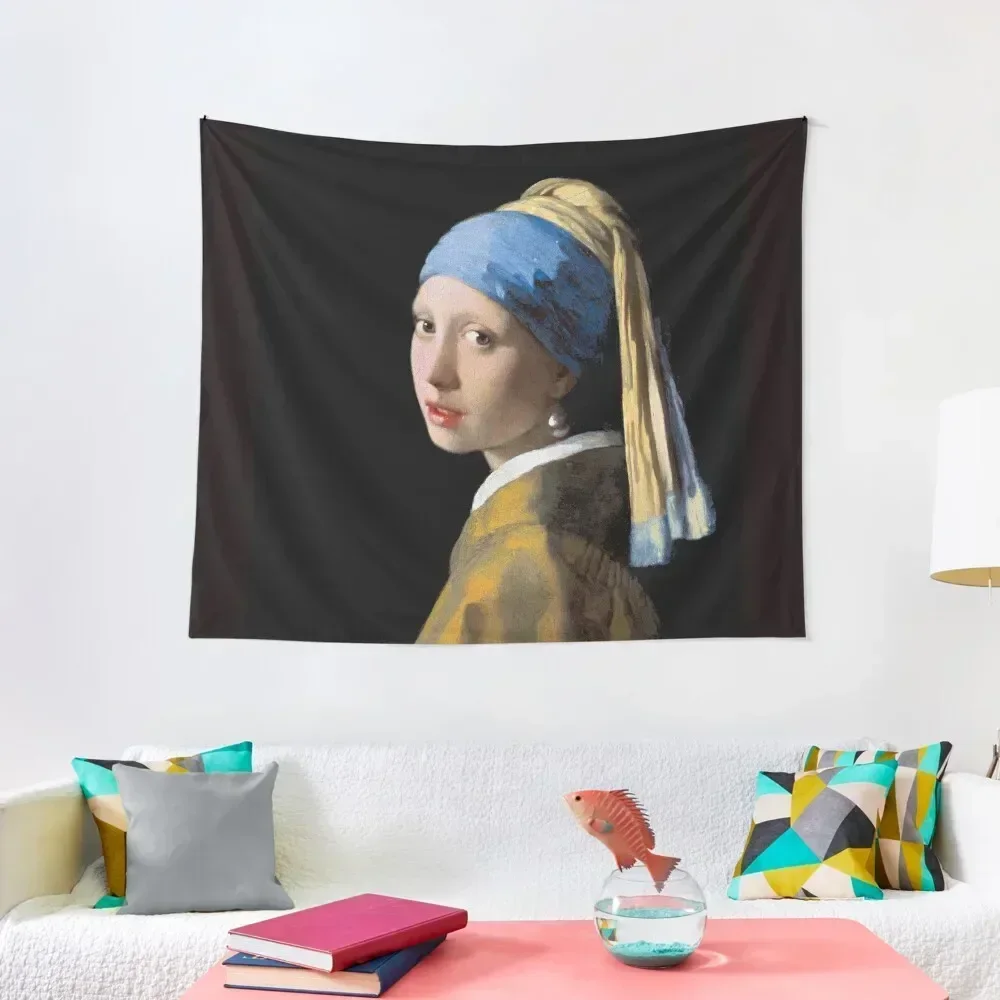 VERMEER : Vintage 1700 Girl With A Pearl Earring Painting Print Tapestry Decoration For Rooms Wallpapers Home Decor Tapestry