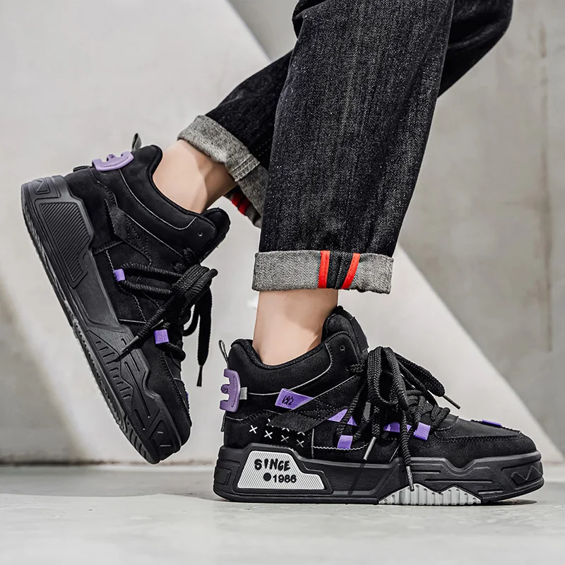 Modieuze schaatsschoenen voor heren, comfortabele antislip, casual sportschoenen met veters, geschikt voor buitenactiviteiten voor heren