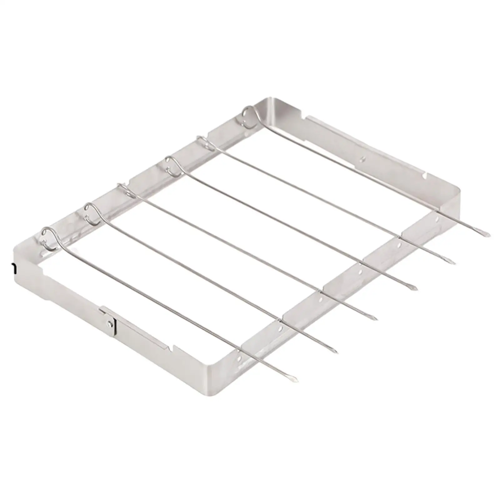 Rust Resistant Barbecue Grill Rack Stainless Steel Foldable with 6 Skewers for Outdoor Picnic Camping Kabob Roasting Rack