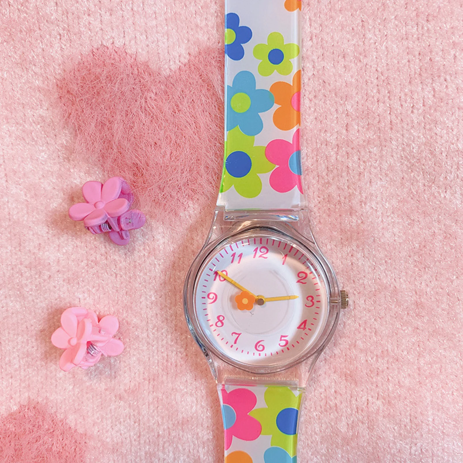 Kids Quartz Watch Flowers Design Analog Quartz Time Teacher Wrist Watch for Kids Toddle Teen Infants Students