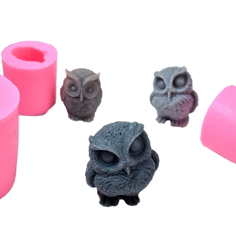 นกฮูก-ซิลิโคนเทียนแม่พิมพ์ DIY น่ารักเรซิ่น-พลาสเตอร์เรซินแม่พิมพ์สัตว์ Handmade-สบู่อโรมา-แม่พิมพ์ home Decor Drop Shipping