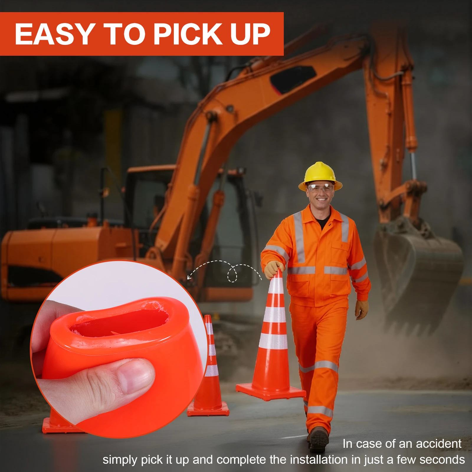 

35 Inch 6 Pack Construction Cones with Reflective Collars Plastic Safety Cones for Traffic Control Driveways and Parking Lots