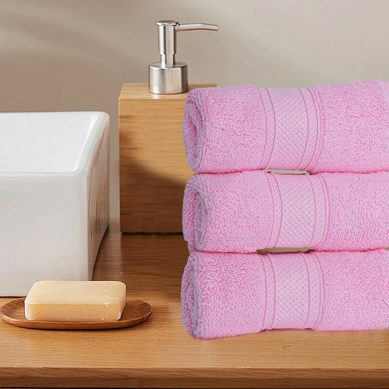 11-Piece 100% Cotton Towel Set Contains 1 Bath Towel, 2 Hand Towels, 8 Washcloths, High-Absorbent Soft Quick-Dry Towels for Home