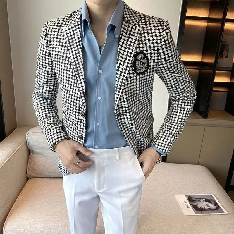 

Blazer Masculino Men's Fashion Business Casual Professional Dress Wedding Gentleman Hosts The British Style Slim-fit Suit Blazer