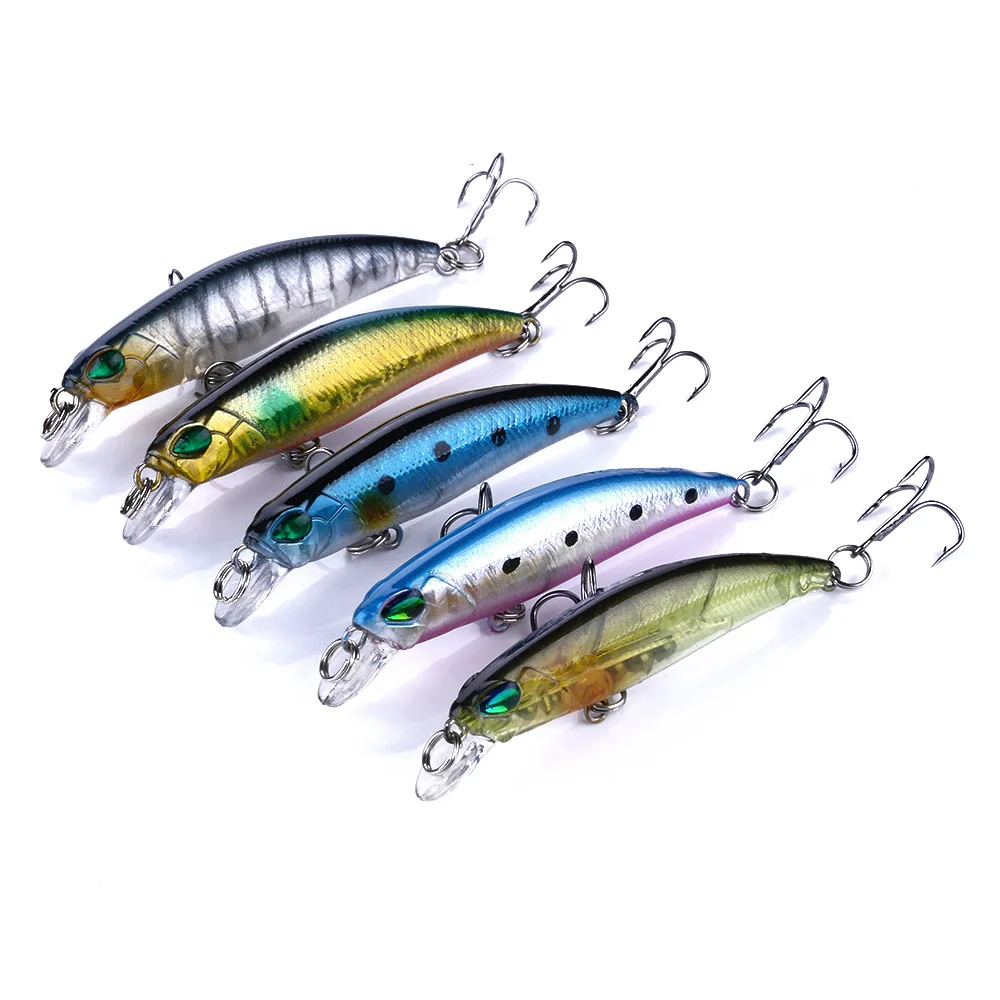 5 Pcs Fishing Lure Set Fishing Hard Bait Minnow Floating SwingCrankbait Artificial Bionic Crank Lures for Trout Walleye Redfish