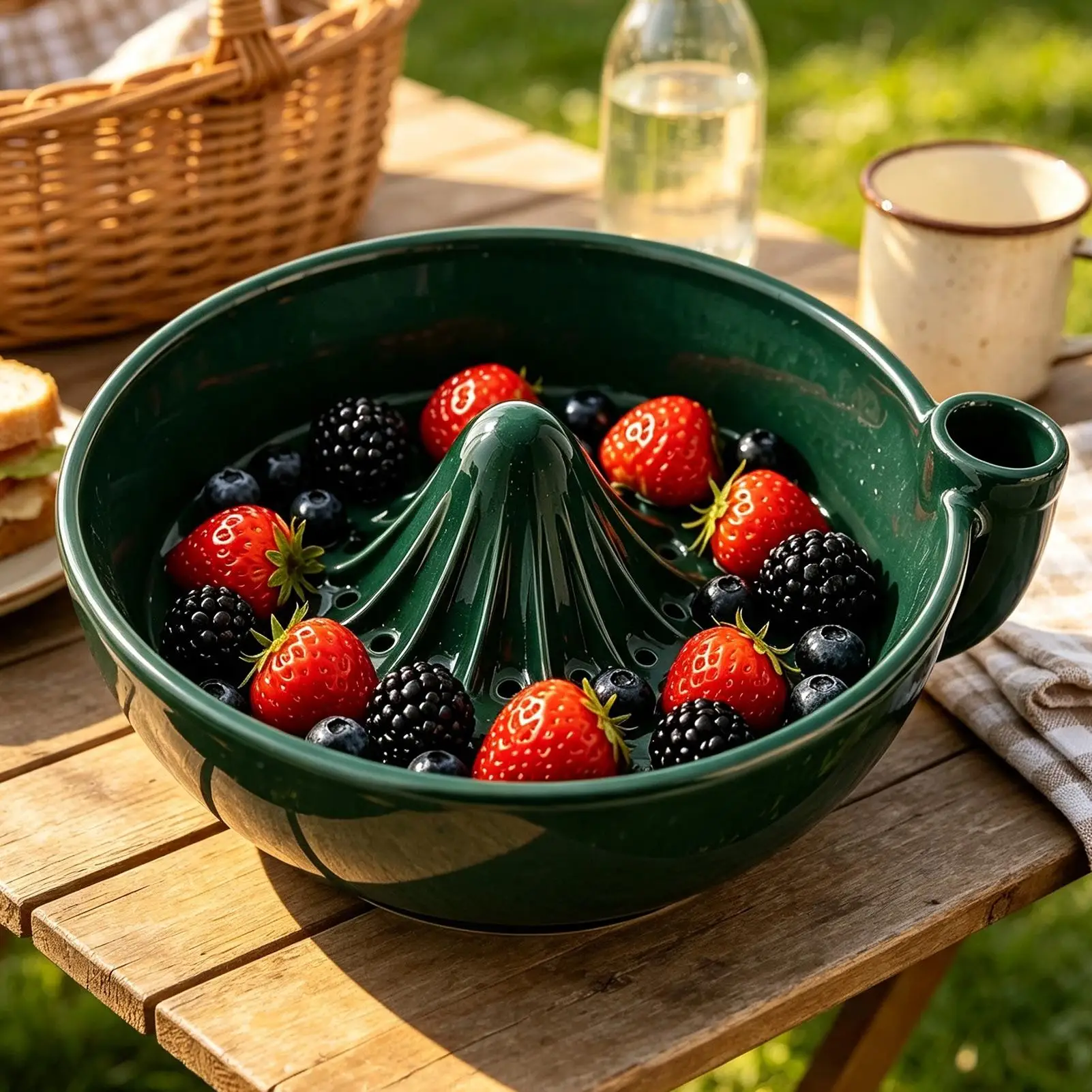 Fruit Washing Bowl With Strainer Swirling Water Flow Ceramic Cleaning Colander With Drainage Holes Fruit Rinsing Bowl For Salad