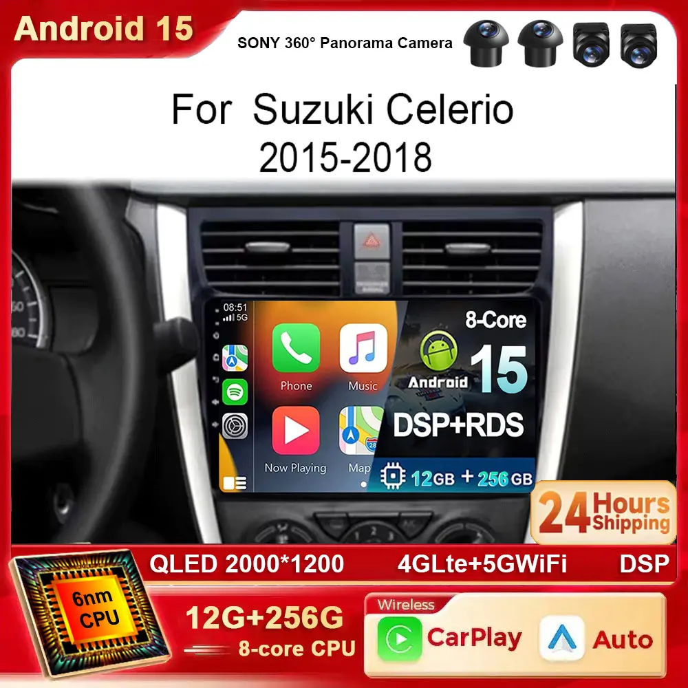 

Мультимедиа Android 15 для Suzuki Celerio Cultus 2015-2018 2K Carplay Автомобильный плеер GPS Стерео Экран Навигация Авто Радио Экран