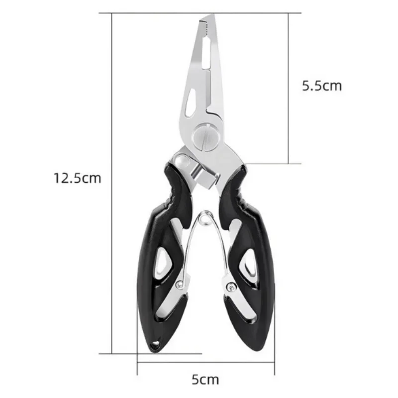 Multifunktionale Angelzange, Angelschere, Fischzange, Angelzange mit gebogenem Mund aus Edelstahl, tragbare Angelrute