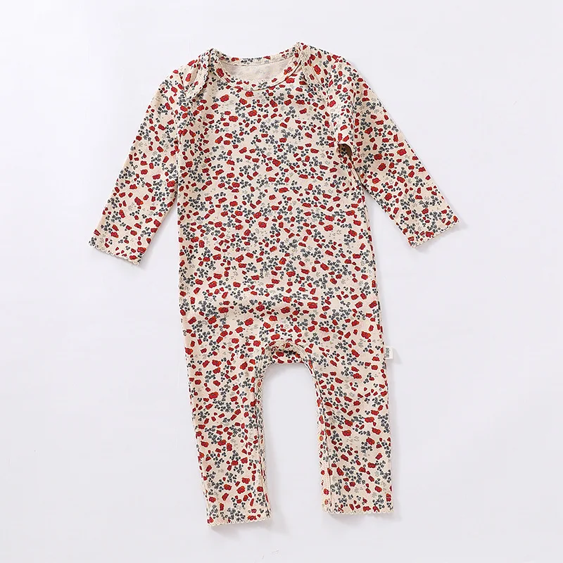 0-24M Newborn Kid Baby Girls Romper Autumn Winter Cotton Clothes Flower Print Jumpsuit Cute Sweet New Born Floral Outfit