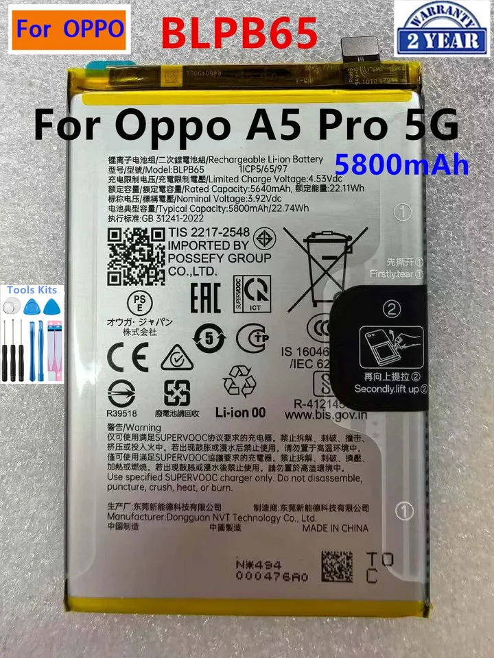 Batería de repuesto para teléfono BLP959 BLPB65 BLPC21 BLPA43 BLP951 BLPC07 BLPC67 para OnePlus OPPO 8T Realme 10 12 13 14T A5X A5 A6 4