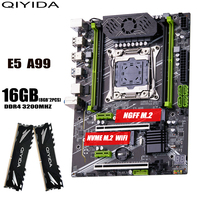 QIYIDA X99 motherboard set E5 A99 kit xeon LGA2011-3 2*8gb=16GB 3200MHz 4 channels DDR4 SATA 3.0 nvme M.2 ATX