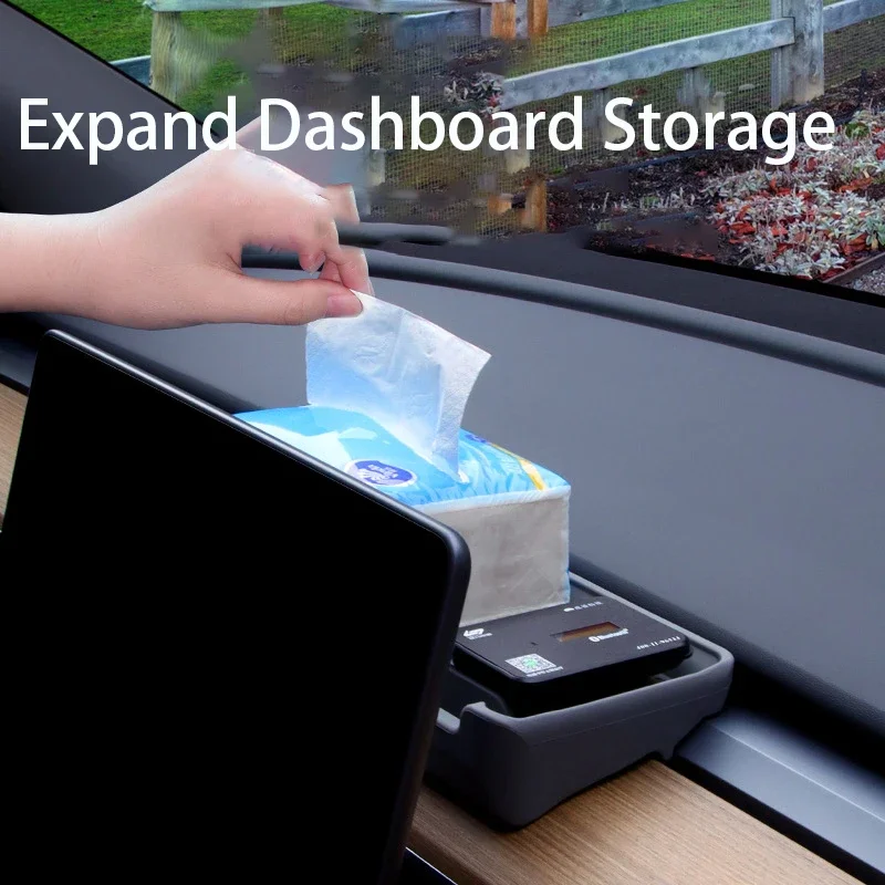 ETC Bracket Screen Rear Shelf Center Control Silicone Tray Storage Box Tissue Organizer Tray Car Accessorie for Tesla Model 3 Y