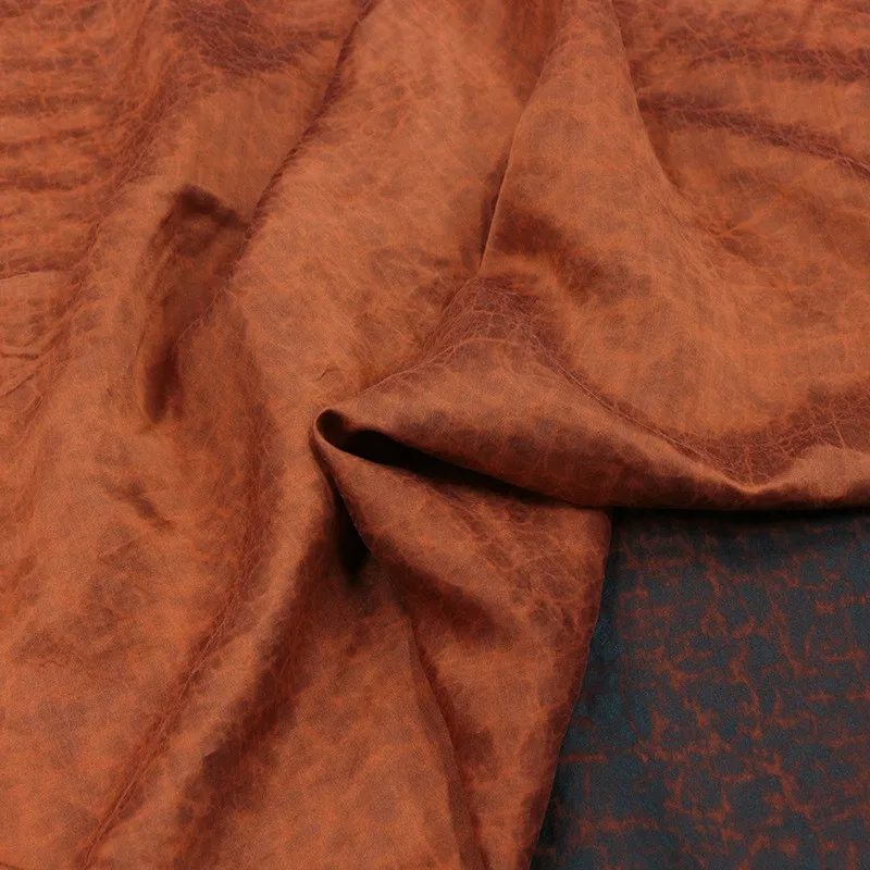 

Caramel-colored plain satin with crack pattern traditional Xiangyunsha fabric designer's