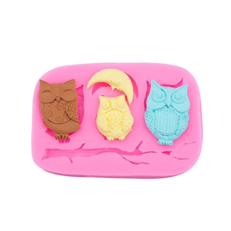 Owl Moon Tree Branch Silicone Mold Animals Fondant Cake Decorating Tools Cupcake Moulds