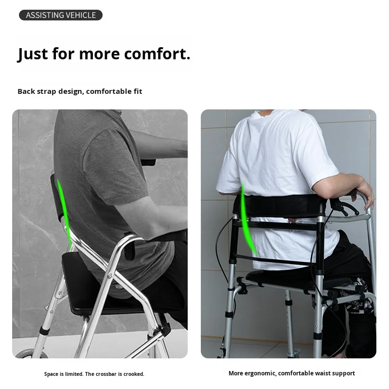 Four-wheel outdoor leisure walker Handbrake for the disabled Nursing walker Rehabilitation device Anti-drop
