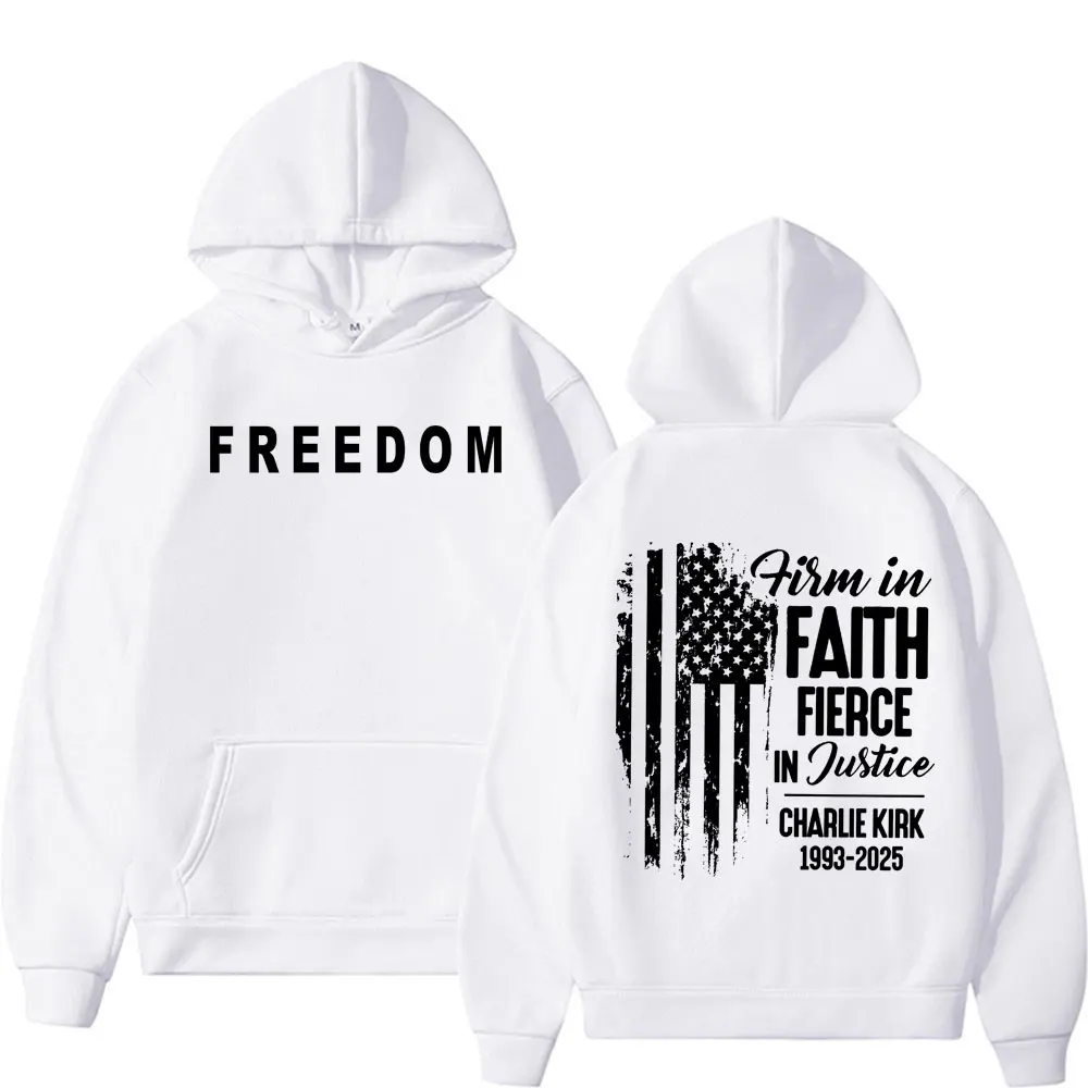 Charlie Kirk Freedom Sweatshirt Men's Sweatshirt Printed Autumn and Winter Adult Unisex Retro Gothic Casual Long Sleeve Hoodie