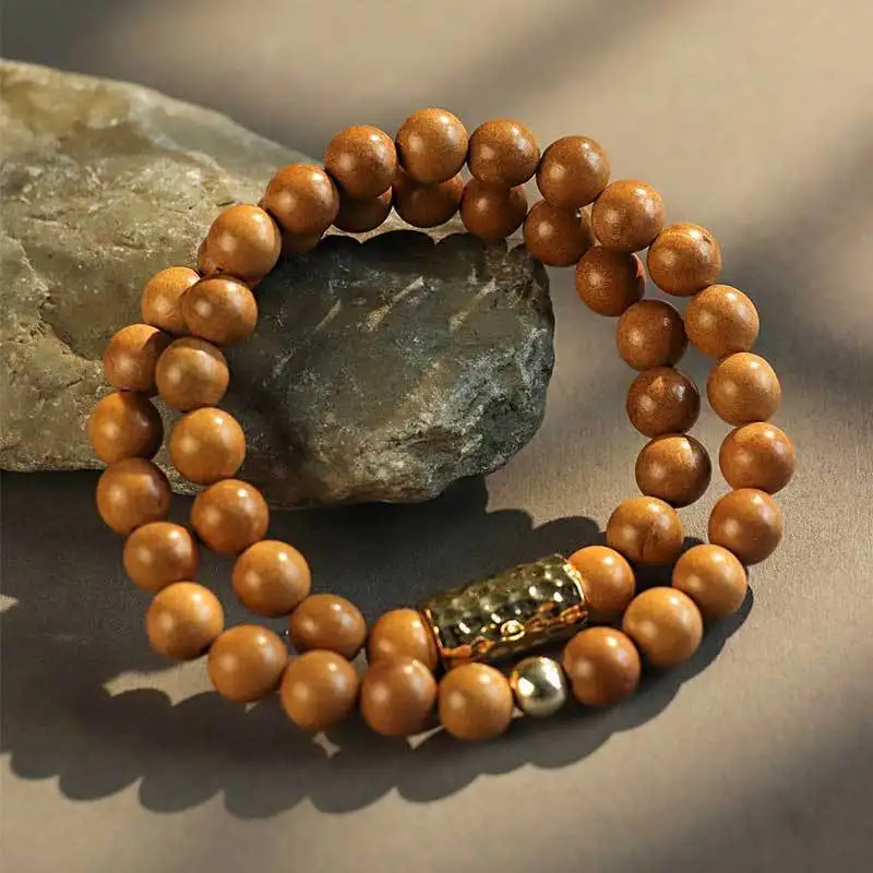 مم الأخضر دائرة مزدوجة مطرز للرجال النساء الأدبية العرقية نمط خشب الصندل الأسود الخوخ الخشب الفن واللعب سوار محظوظ المجوهرات