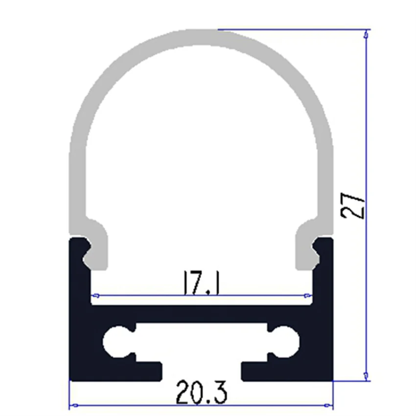 Imagem -04 - Prata em Forma de u Largura Interna 17 mm Sistema de Canal de Alumínio Led com Tampa Tampas Finais m Peças 20x27 mm