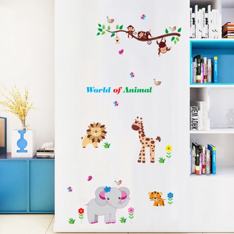 Animal Paradise Removable PVC Wall Sticker Room Living Room Bedroom Beautification Decora Moisture-proof Anti Fouling Sticker