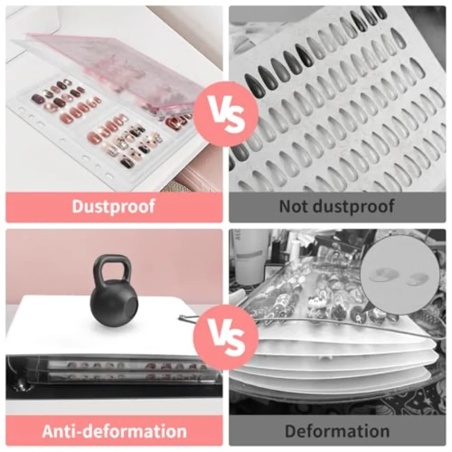 Press On Nail Organizer con protezione antipolvere aggiornata resistente agli urti per un facile archiviazione e l'organizzazione Raccoglitore DRing rimovibile P