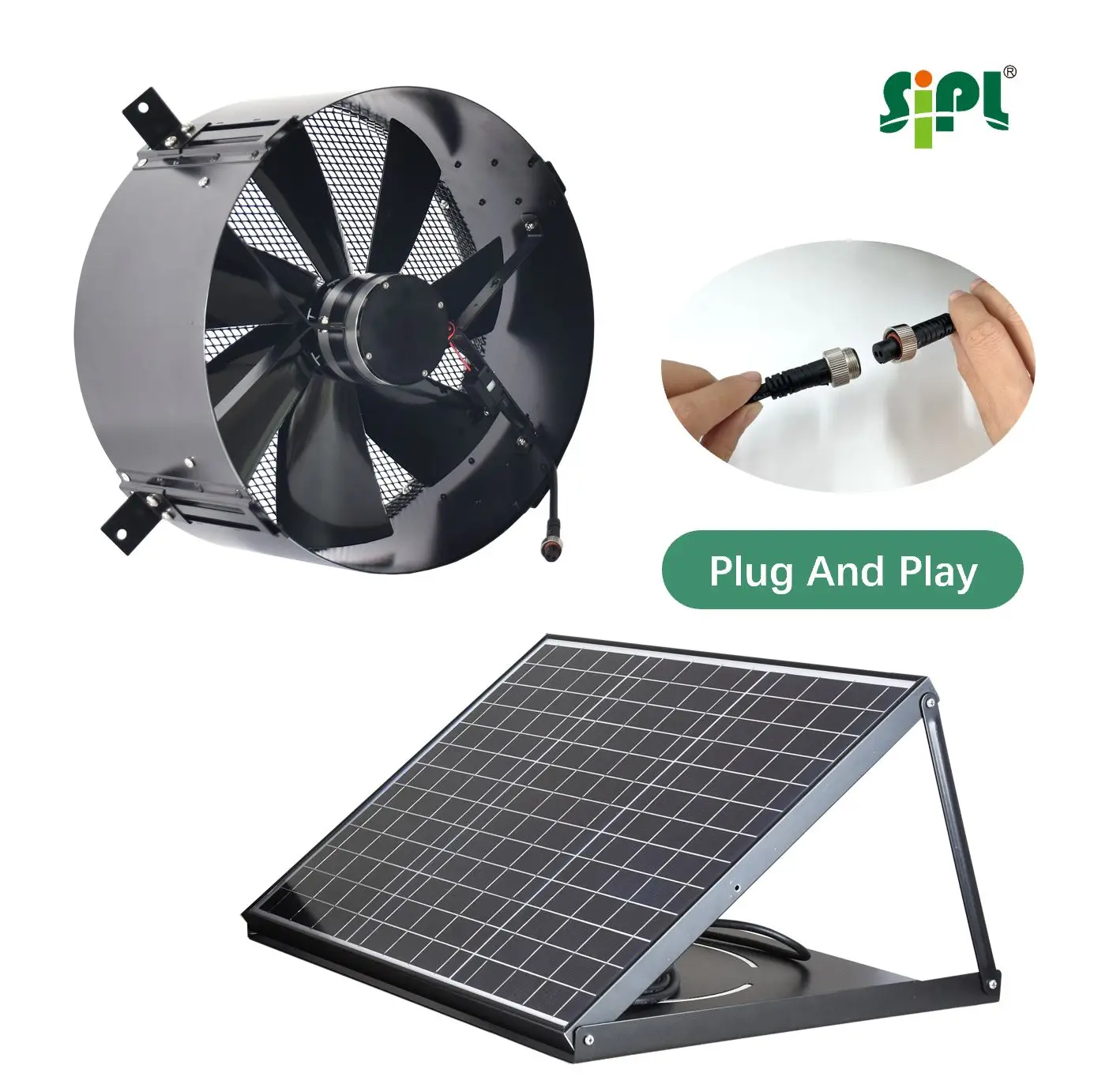 Energy Saving 14'' Solar Powered Axial Fan Gable Vent Cooling Ventilation Factory Workshop Hot Air Extractor Wall Exhaust Fan