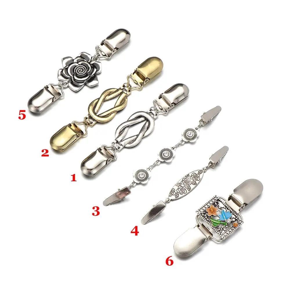 Trendy Fashion Retro Shirt Collar Rhinestone Flower Duck Clip Clasps Shawl Brooch Sweater Blouse Pin Cardigan Clip