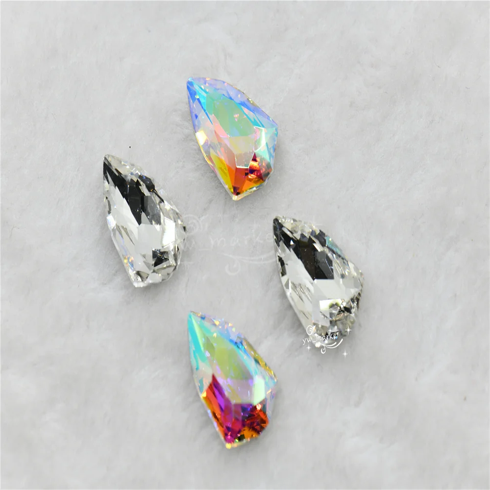 72pcs wholesale glass beads Shield shape rhinestones faceted gem stones glass crystals for crafts clear AB 15mmx24mm