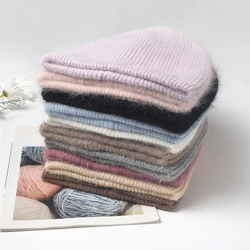 New 14 Colors Rabbit Cashmere Unisex Woman Winter Hat Female Autumn Beanies Cashmere  Warm Rabbit Fur Skullies Top Quality Gift