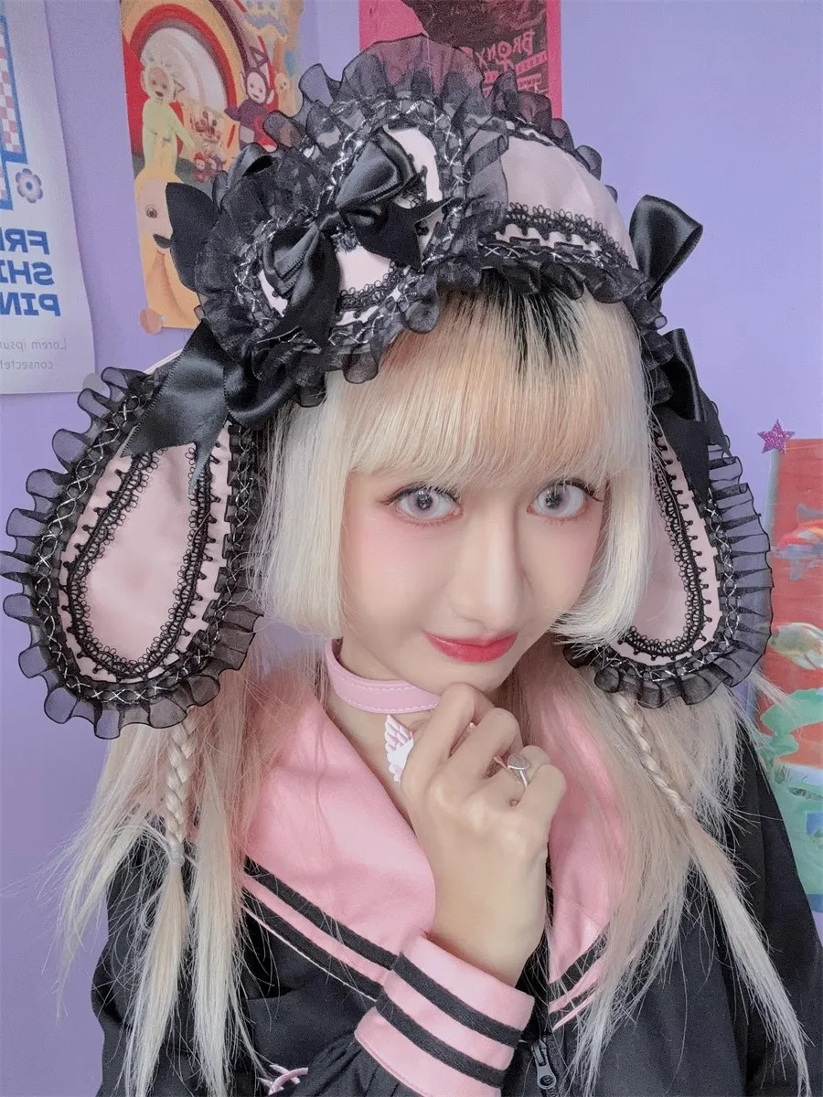 3 tipos y2k menina série subcultura japonesa orelha de coelho hairband lolita laço arco acessório de cabelo cosplay doce grampo de cabelo peça