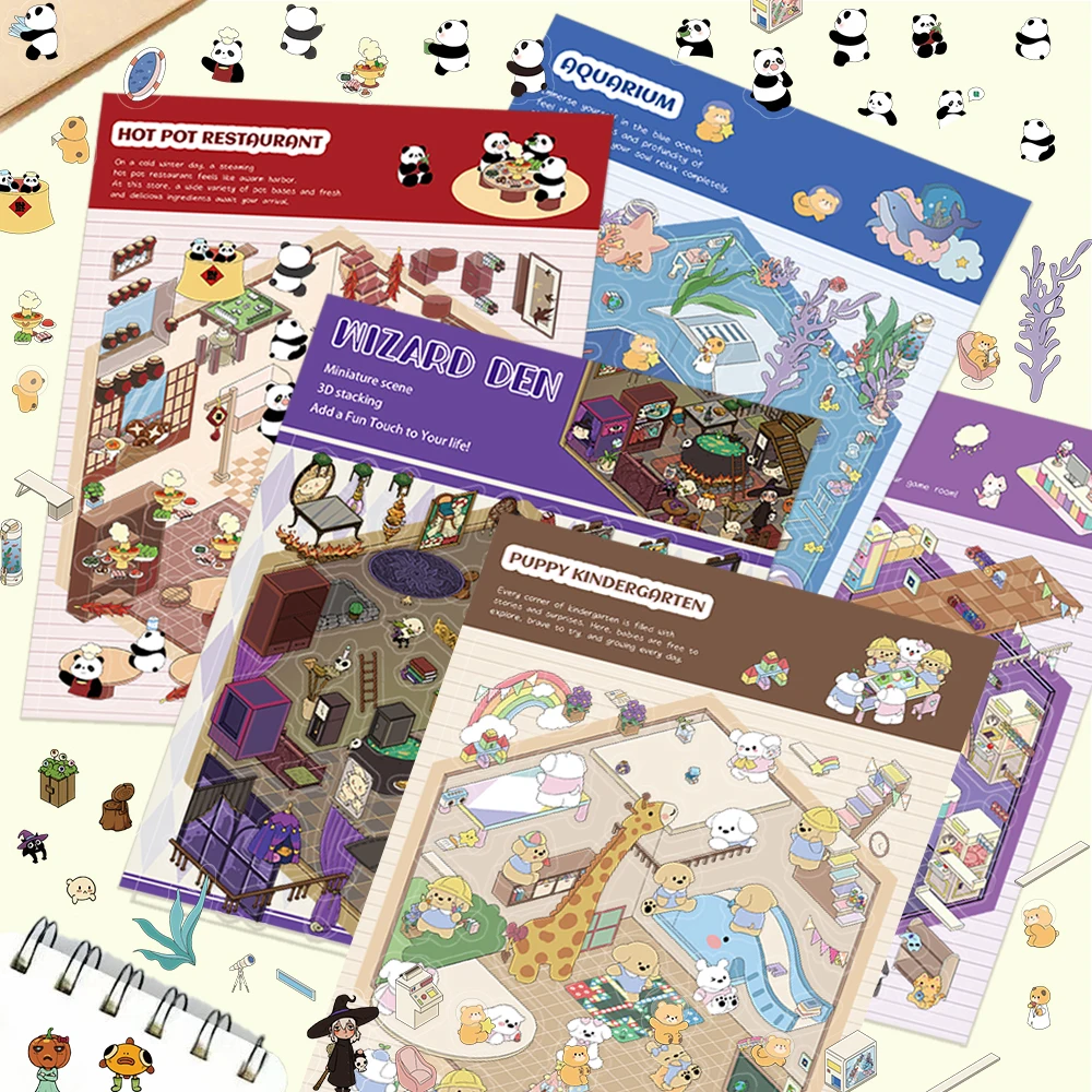 Plus Size tow-story Cabin Scene DIY Sticker Highly Playable Sticker Stacking Pasting Festival Birthday Gift for