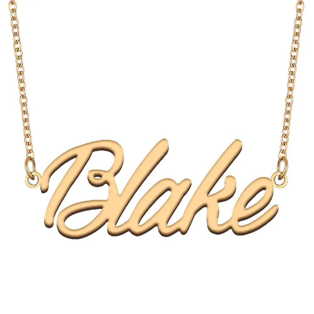 

Blake Name Necklace for Women Stainless Steel Jewelry Gold Color Nameplate Pendants Collares Para Mujer Letters Choker