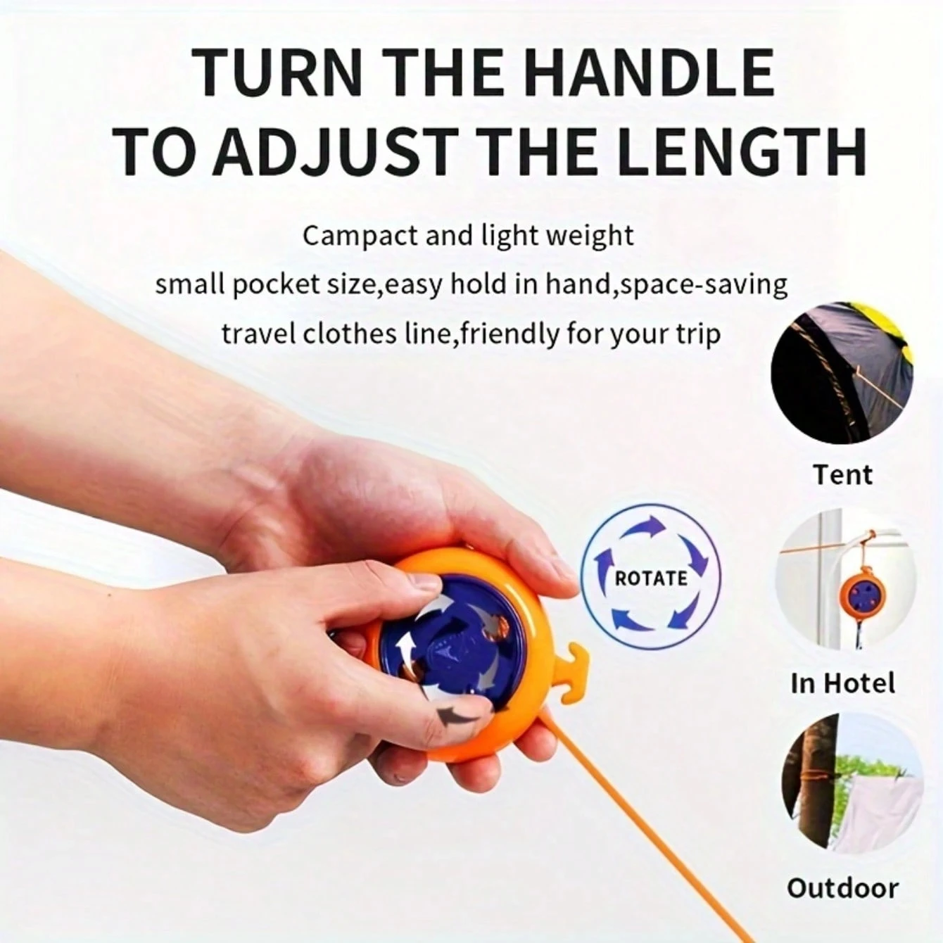 8M Retractable Clothesline Portable Travel Clothes Drying Rack Rope Outdoor Camping Portable Clothing Line for Laundry